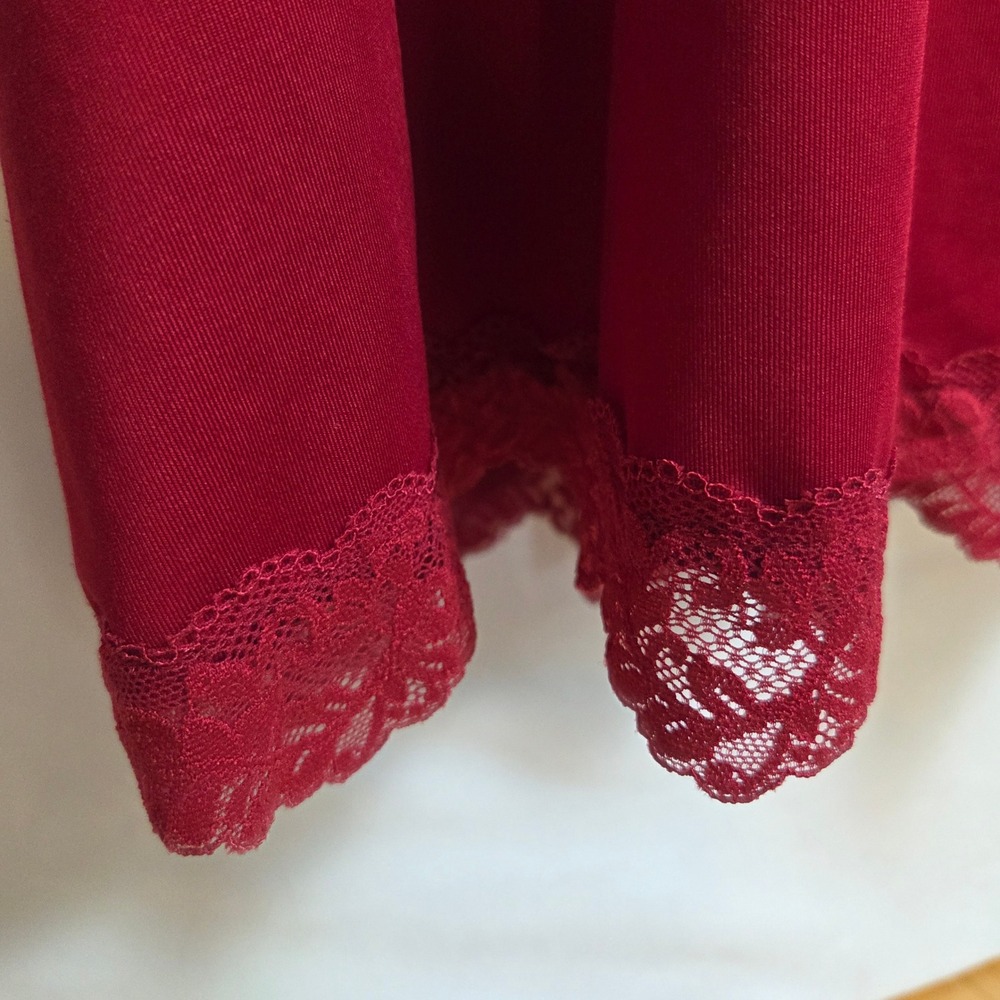NWOT Cider Wine Red Lace Cut Out Maxi Slip Dress V-Neck Adjustable Straps - Picture 5 of 12